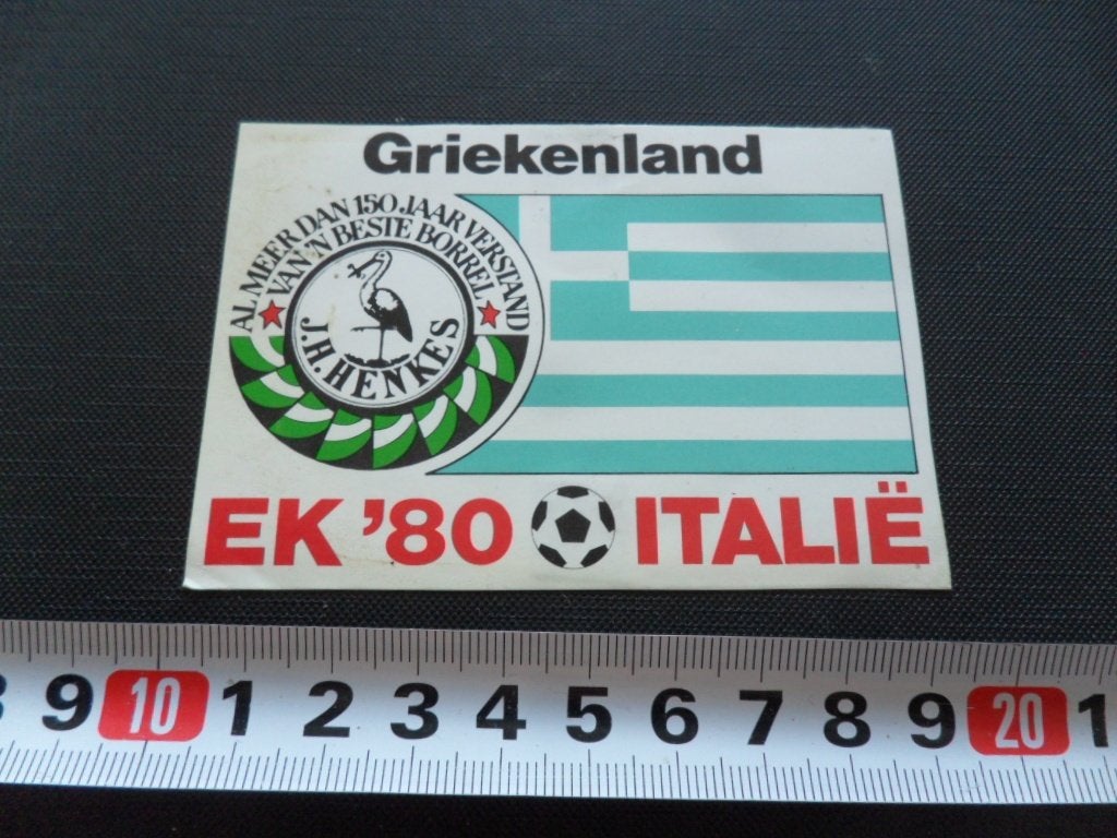 sticker EK '80 Italië  Griekenland  Henkes  Jenever, Ophalen, Zo goed als nieuw