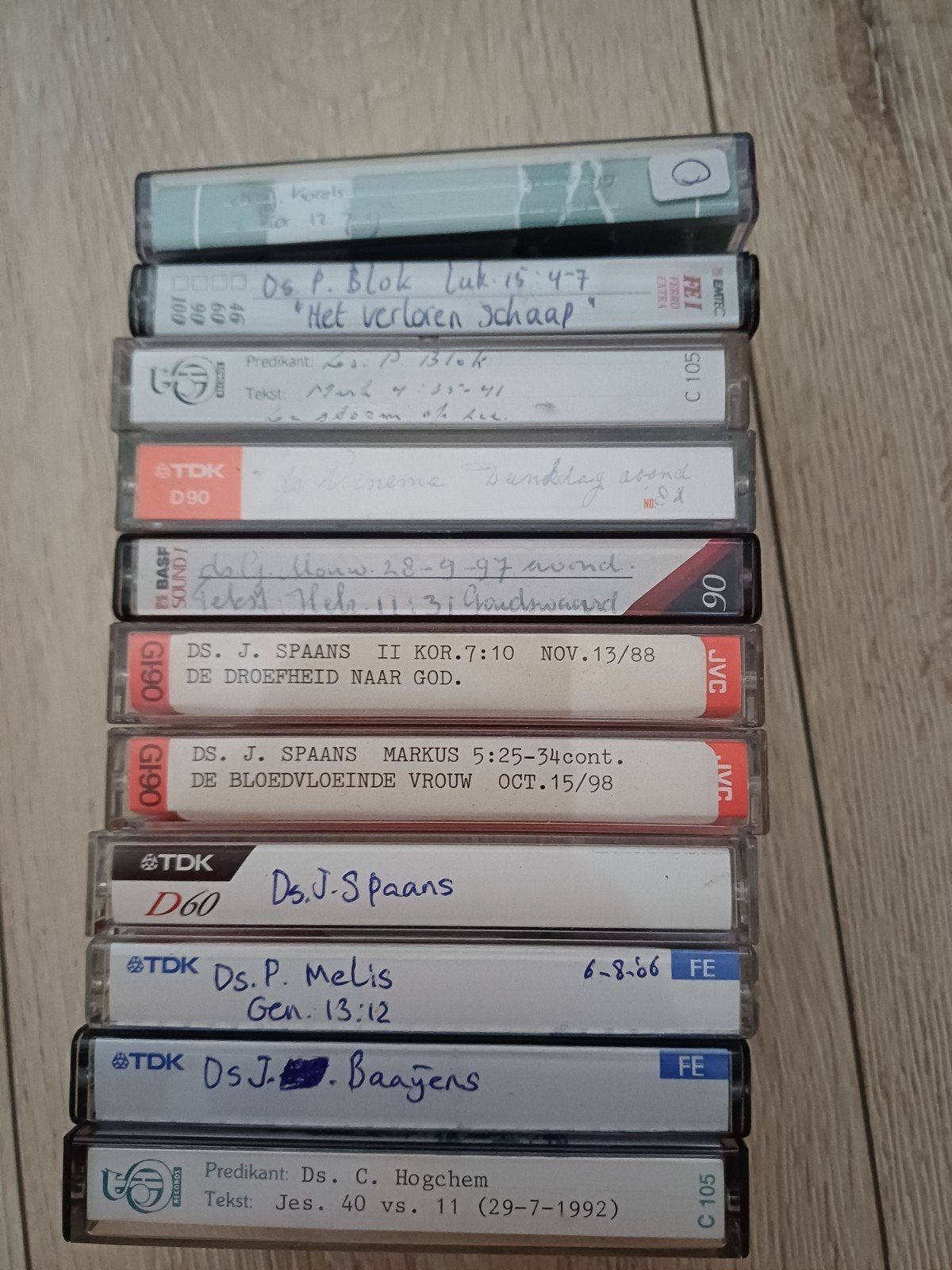 11Preekcassettebandjes-ds.Spaans,Blok,Venema enz., Cd's en Dvd's, Cassettebandjes, 2 t/m 25 bandjes, Overige genres, Ophalen of Verzenden