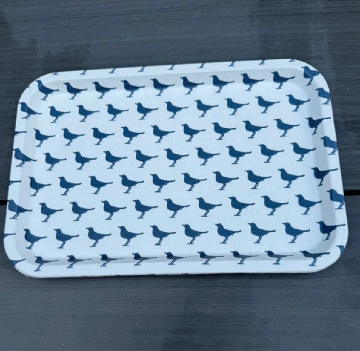 Madame CoCo Dienblad Donkerblauw/Wit met Vogeltjes 20x31cm, Huis en Inrichting, Kunststof, Nieuw, Ophalen of Verzenden, Dienblad