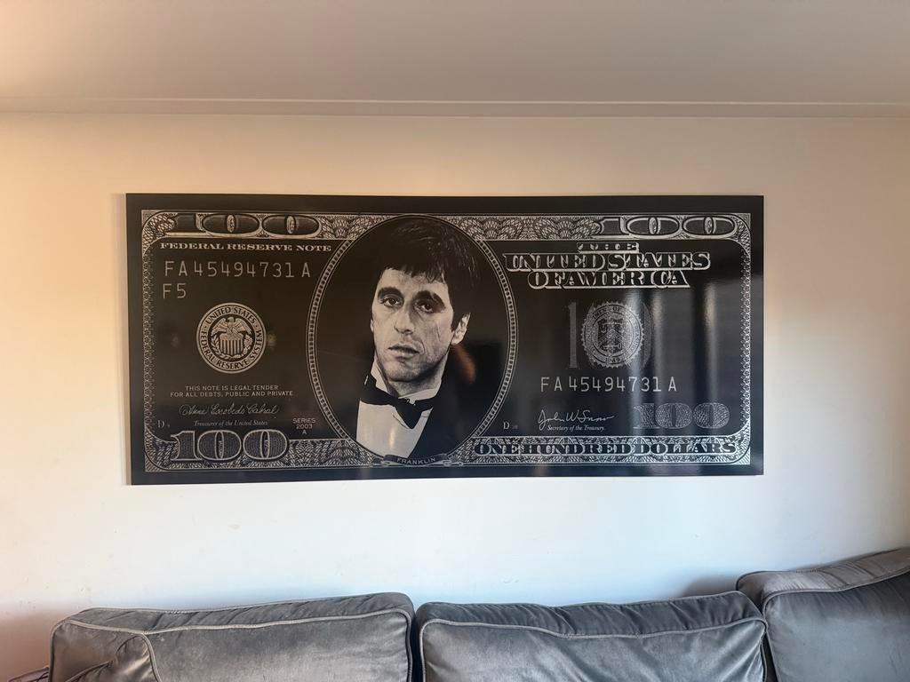 Tony Montana "100 Dollar" Wall Art - 200x90 cm, Huis en Inrichting, Woonaccessoires | Schilderijen, Tekeningen en Foto's, Ophalen