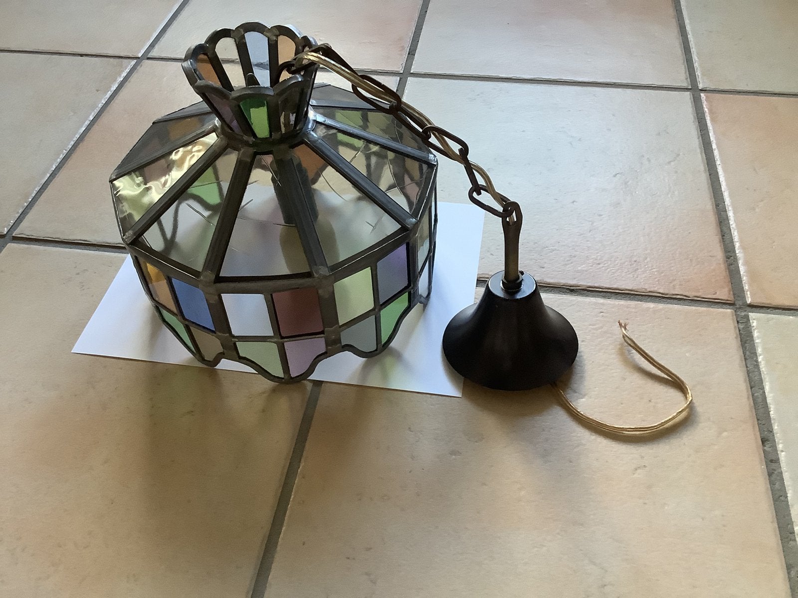 Glas in lood hanglampje, Ophalen of Verzenden, Zo goed als nieuw, Glas