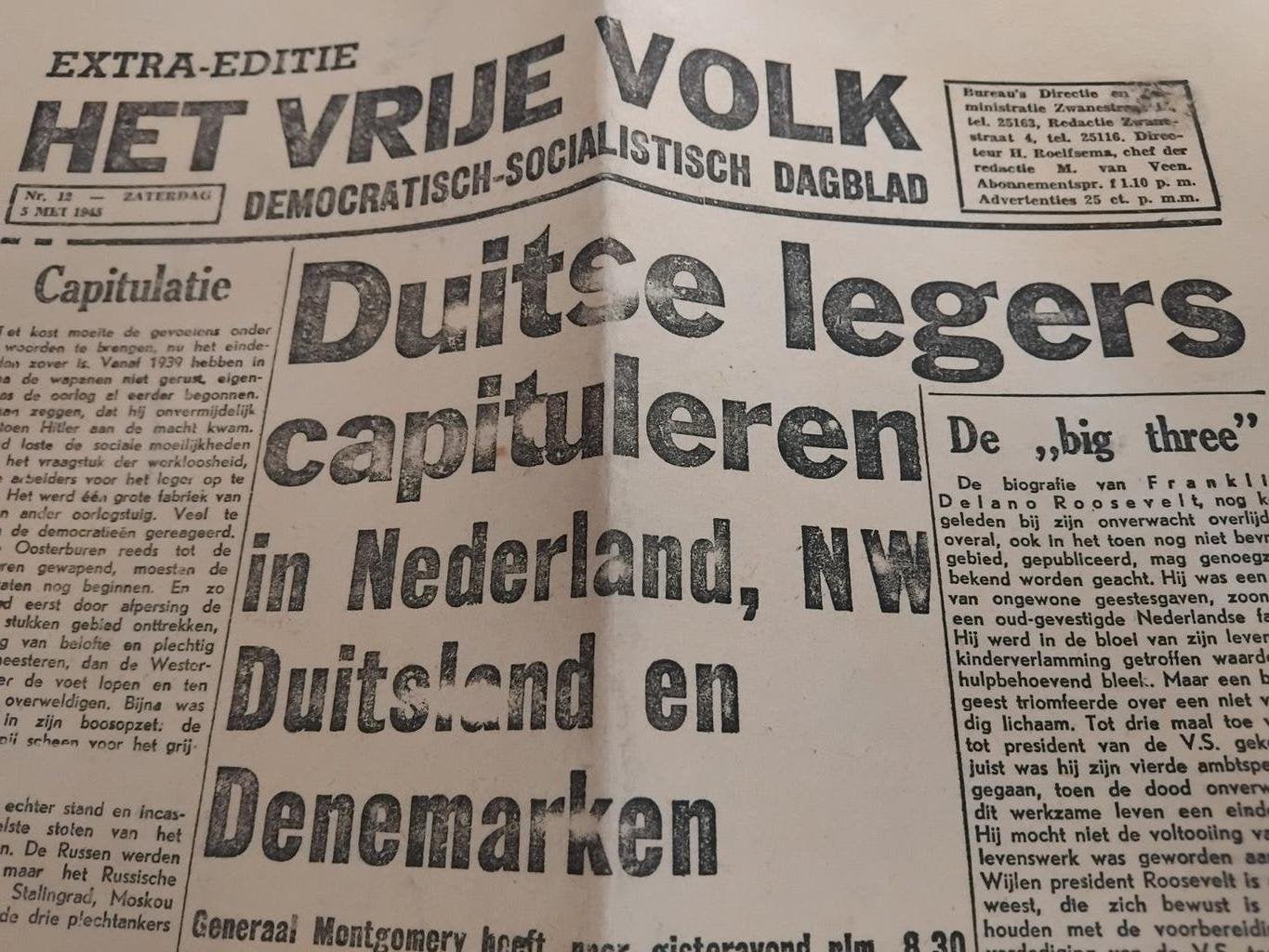 18x Historische kranten: Het Vrije Volk (1945), Boeken, Ophalen of Verzenden, Gelezen, Krant