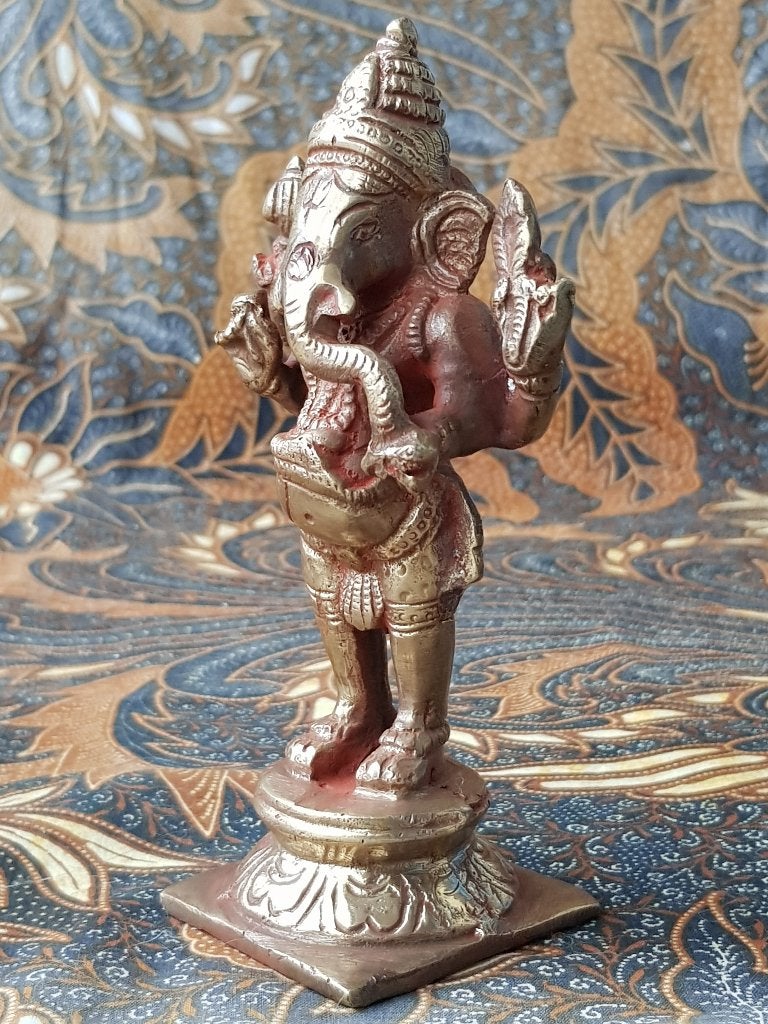 Mooi zwaar oud antiek brons beeldje uit India van Ganesha., India, Handgemaakt, Ophalen of Verzenden, Brons