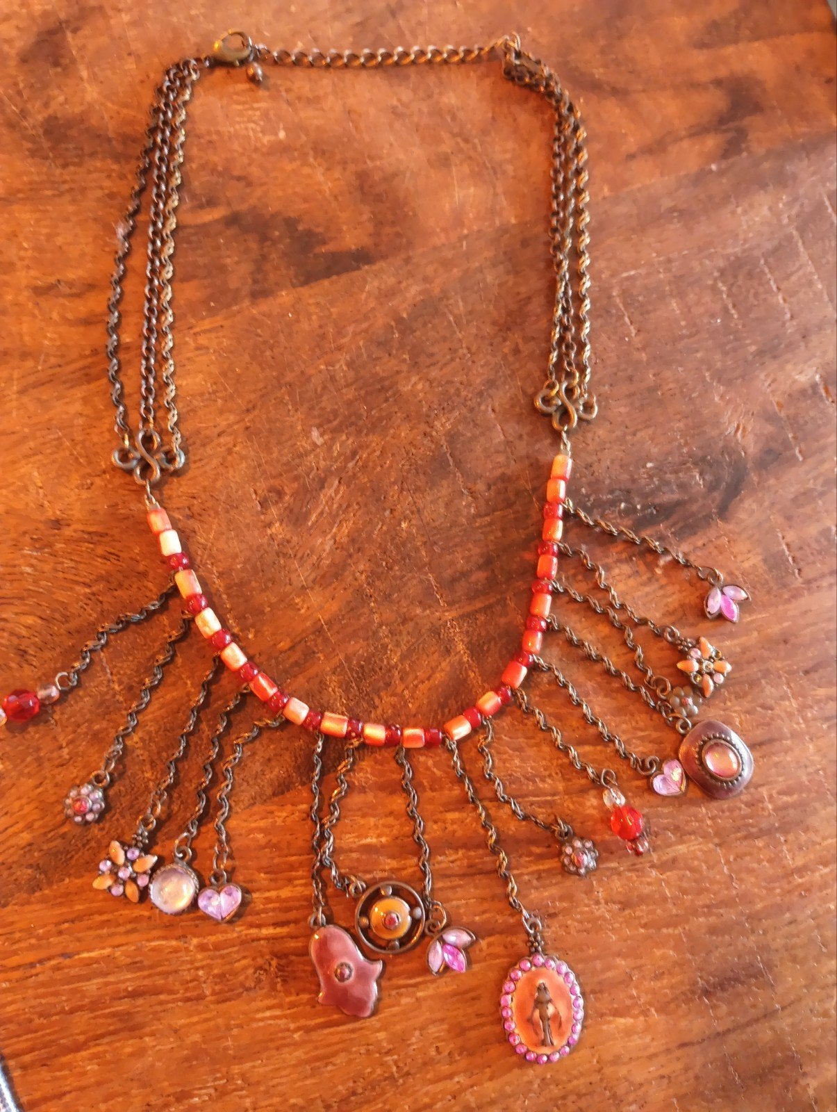 Mooie antieke boho stijl met koperkleurige schakels, Ophalen, Overige materialen, Ketting