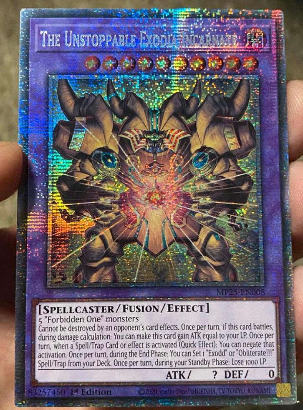 Yu-Gi-Oh! The Unstoppable Exodia Incarnate MP25 Starlight  !, Ophalen of Verzenden, Zo goed als nieuw, Losse kaart, Foil