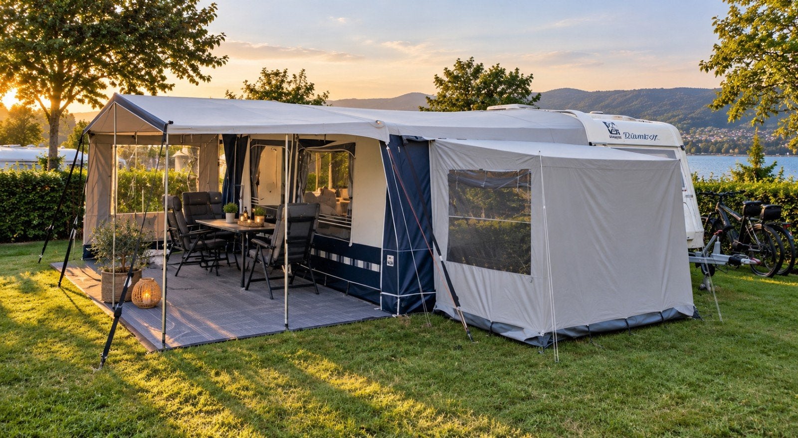Knaus Sudwind 4-persoons caravan met voortent en luifel, Caravans en Kamperen, Rondzit, Omvormbare zithoek, 750 - 1000 kg, Particulier