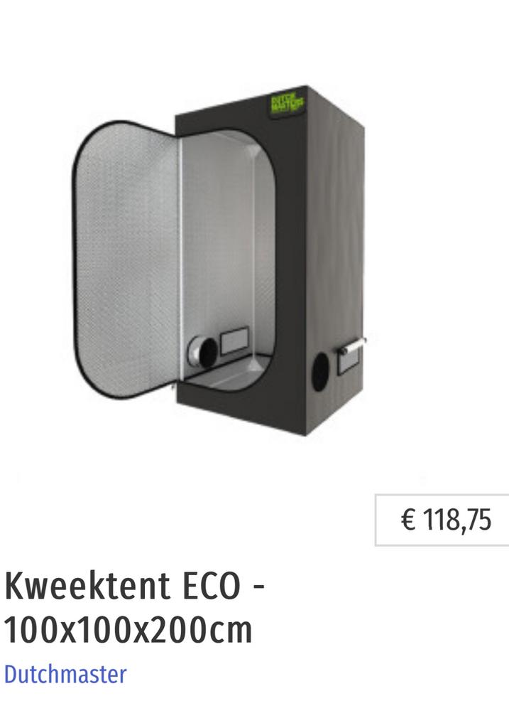 Kweektent 100x100x220 nieuw, Ophalen of Verzenden, Zo goed als nieuw, Kweektent