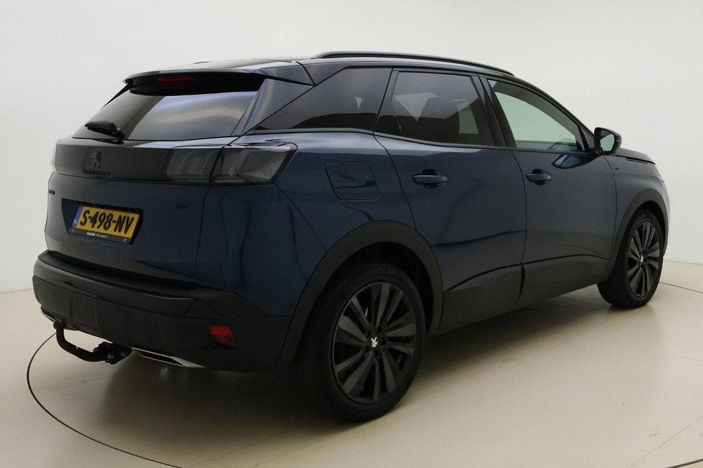 Peugeot 3008 1.2 PureTech GT 130 PK automaat | Black Pack |, Gebruikt, 1199 cc, Blauw, Leder en Stof
