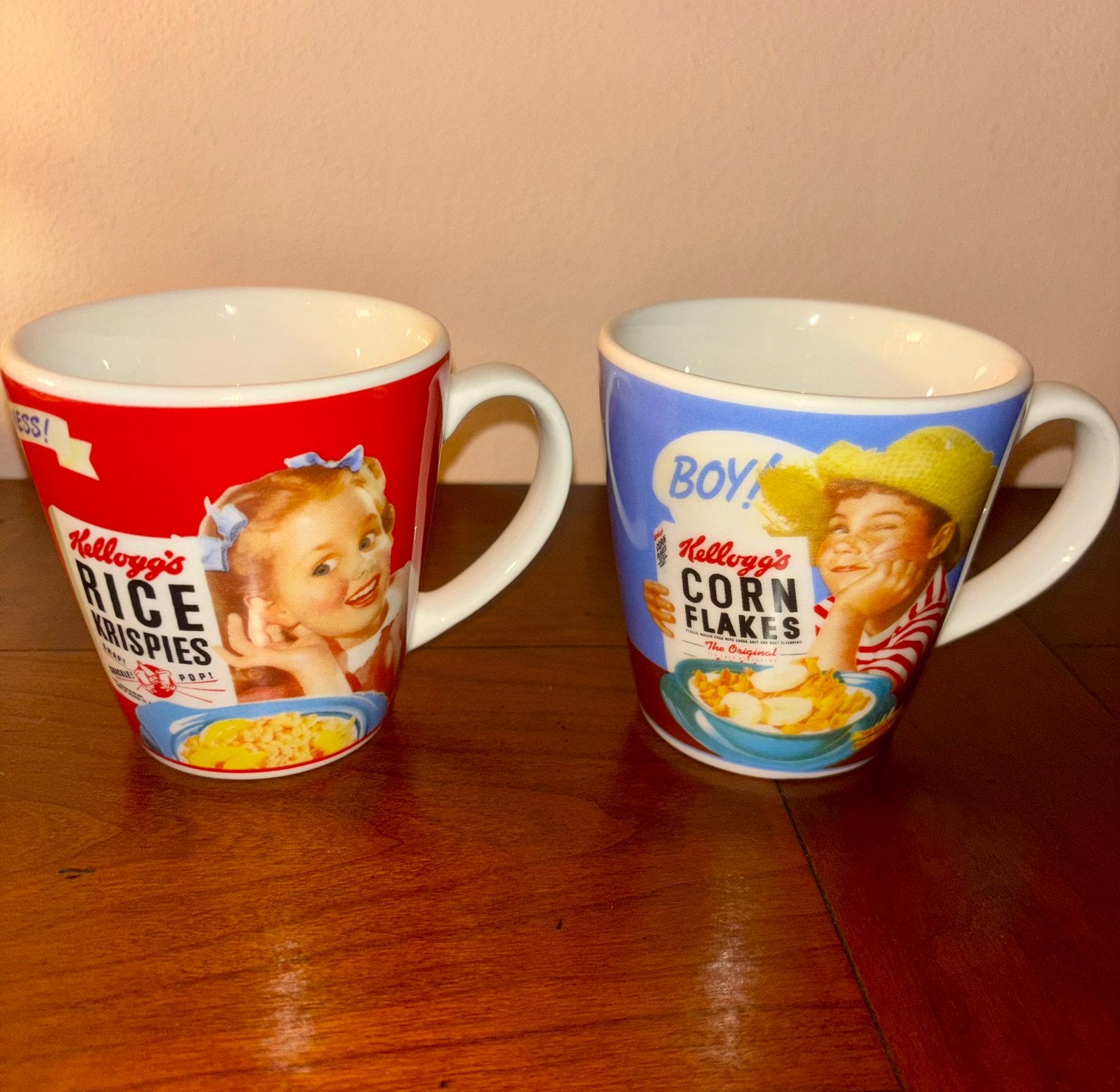 Set van 2 Vintage Kellogg’s mokken - Retro, Verzenden, Zo goed als nieuw, Gebruiksvoorwerp