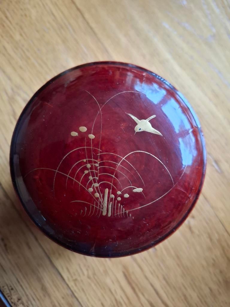 Vintage Japanse Lakwerk Onderzetters Set met Doos, Ophalen of Verzenden