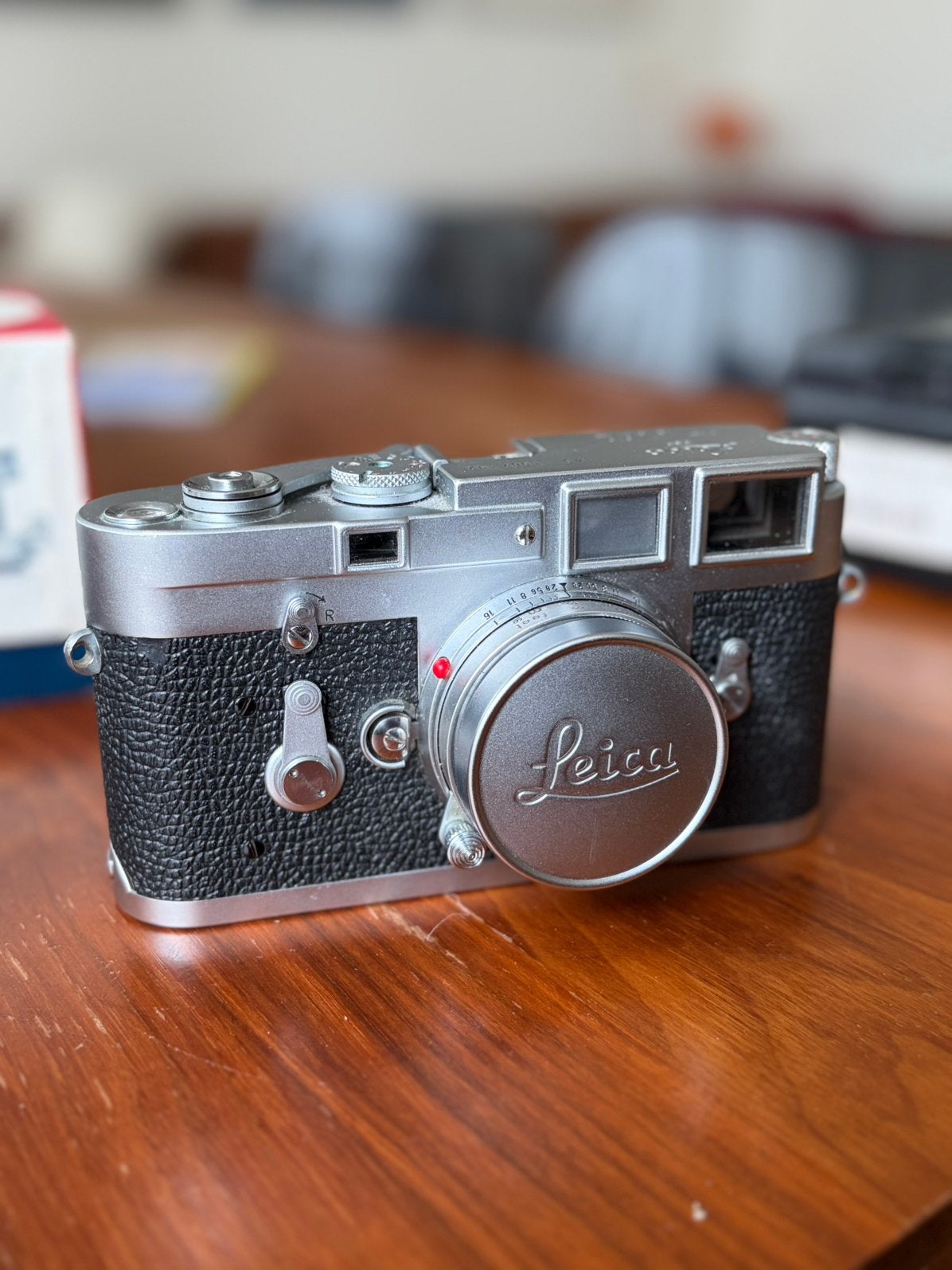Leica M3 + Leica Elmar 50mm f/2.8 mét originele dozen, Ophalen, Zo goed als nieuw, Compact, Leica