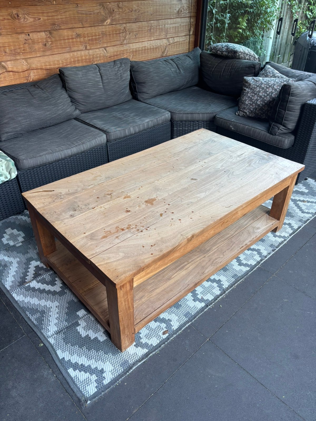 Teakhouten salontafel 140 x 80 cm, Ophalen, Gebruikt, Teakhout