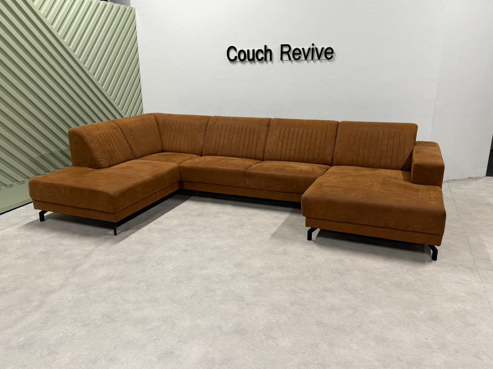 Cognac u-bank 345-200 | Refurbished Gratis levering, Huis en Inrichting, Banken | Bankstellen, -, Verzenden, -, 75 tot 100 cm