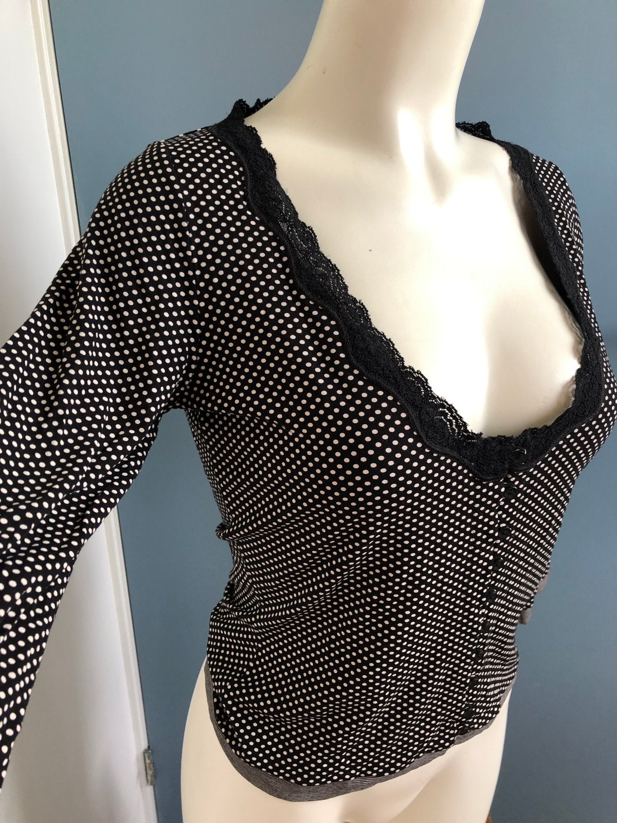 Claudia strater zwart wit stippen dots dun vestje 38, Kleding | Dames, Truien en Vesten, Maat 38/40 (M), Zwart, Ophalen of Verzenden