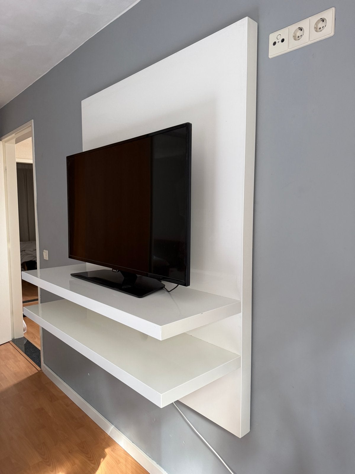 Hoogglans zwevend tv meubel, Ophalen, Overige materialen, Gebruikt, 100 tot 150 cm