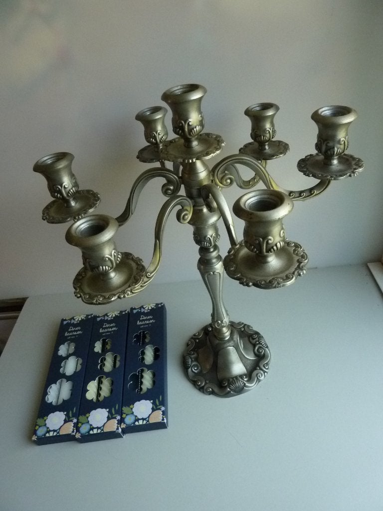 Metalen kandelaar - hoogte 48 cm, Huis en Inrichting, Woonaccessoires | Kandelaars en Kaarsen, Ophalen of Verzenden, Metaal, Kandelaar