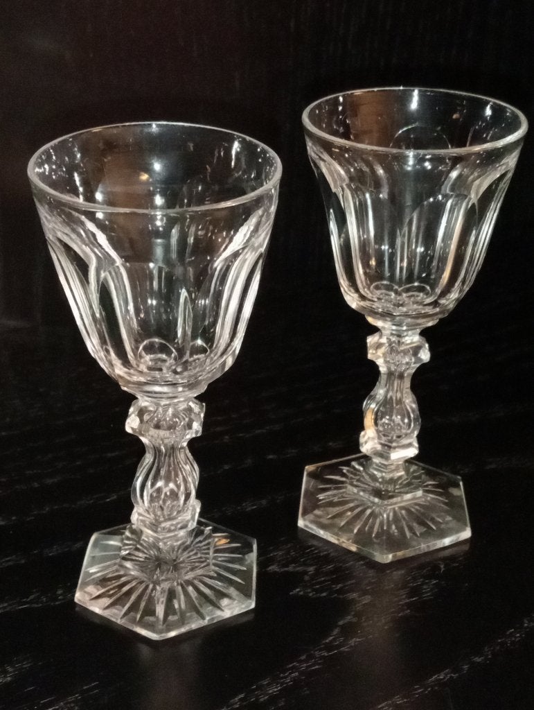 Paar kristallen likeurglazen Val St Lambert, Antiek en Kunst, Antiek | Glas en Kristal, Ophalen