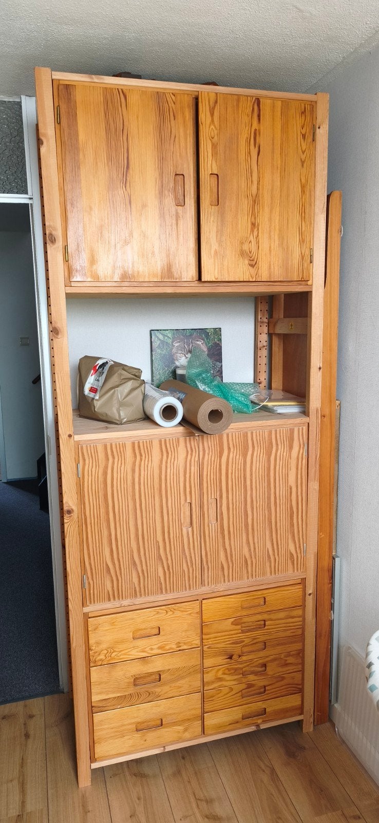 Houten kast met lades en deuren Ivar Ikea- grenenhout, Gebruikt, Met deur(en), 200 cm of meer, Grenenhout