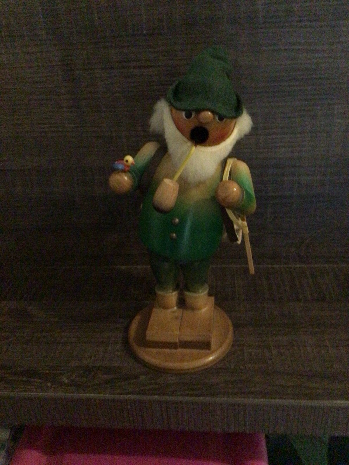Vintage houten jager met pijp en vogel, Ophalen, Gebruikt