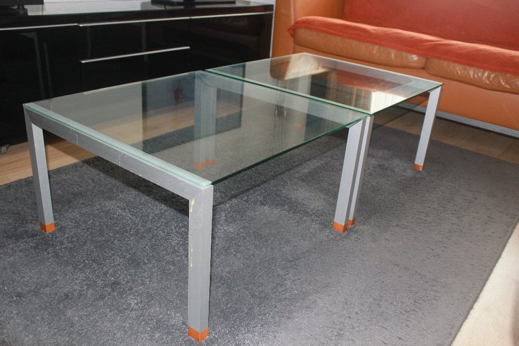 Salontafeltjes en sidetable glas, Huis en Inrichting, Tafels | Salontafels, Ophalen, Gebruikt, 100 tot 150 cm, 50 tot 100 cm