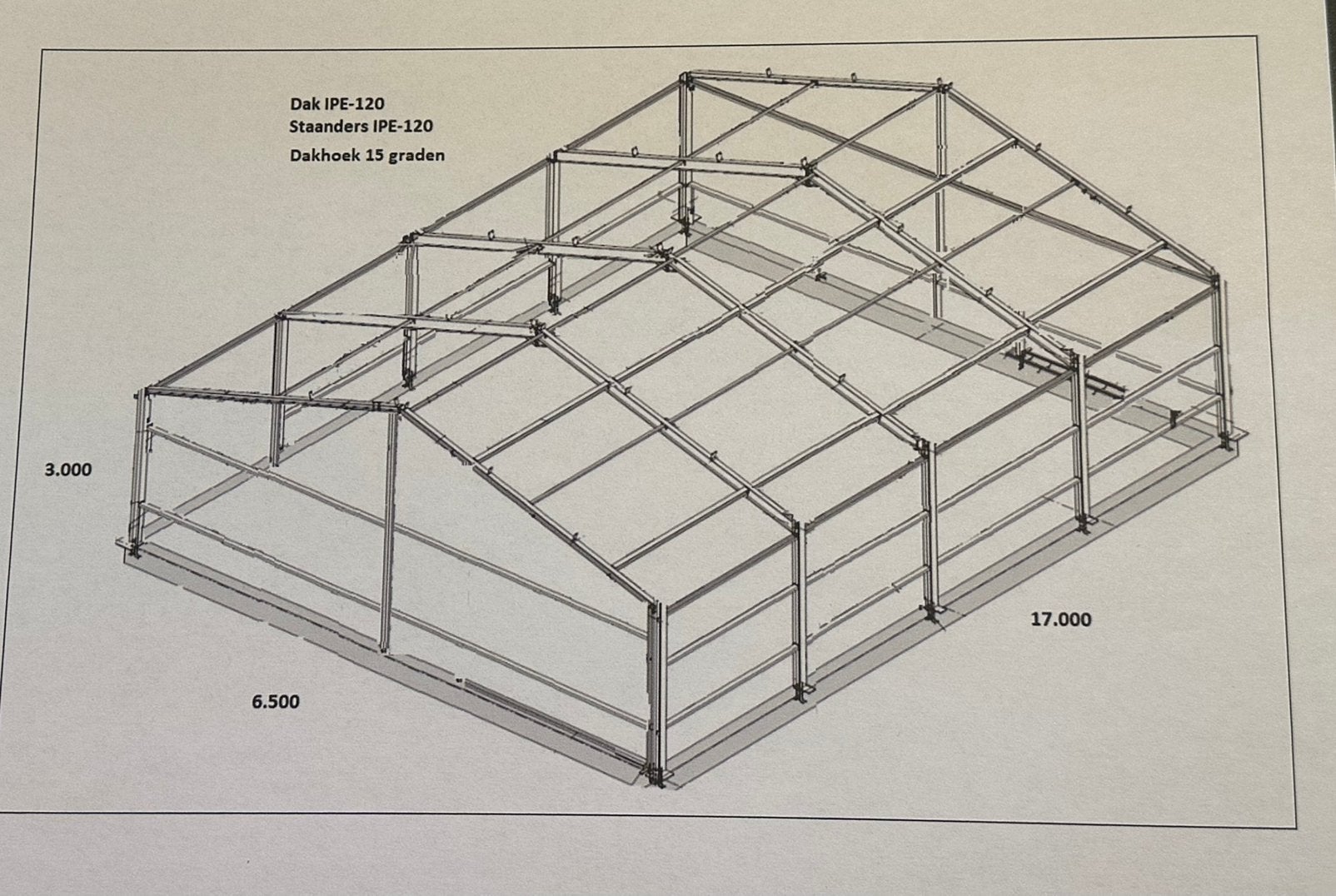Stalen Hal Constructie incl. Douglas gordingen, Ophalen, Gebruikt