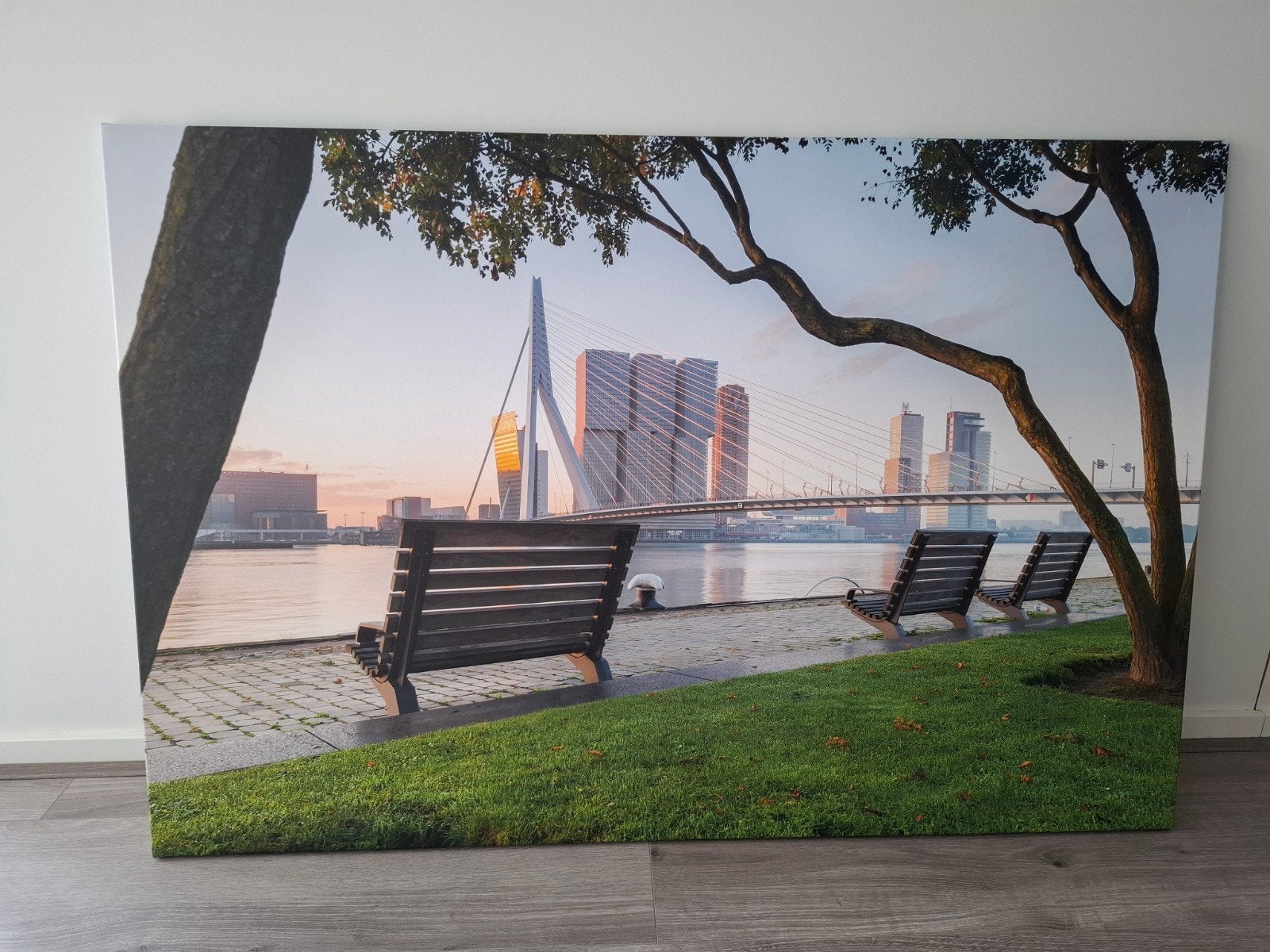 Canvas poster skyline Rotterdam 120x80 cm, Ophalen, Gebruikt, 100 tot 125 cm, Foto of Poster