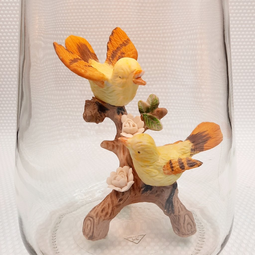 Glazen lamp met vintage vogelbeeldje | Kesbekelamp Vogel, Retro vintage industrieel, Nieuw, Glas, E27 (groot)