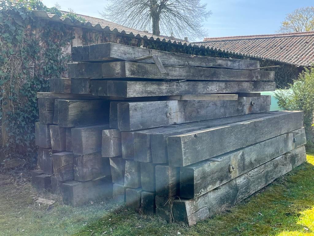 Robuuste eiken houten balken voor diverse projecten, Gebruikt, Eiken, Ophalen of Verzenden, Balk