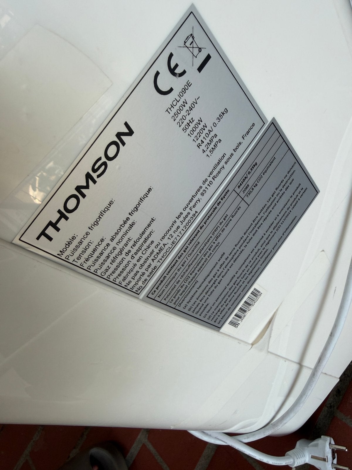 Thomson Mobiele Airco - Werkt goed, mist afvoer, Ophalen, Gebruikt, Minder dan 60 m³, 3 snelheden of meer