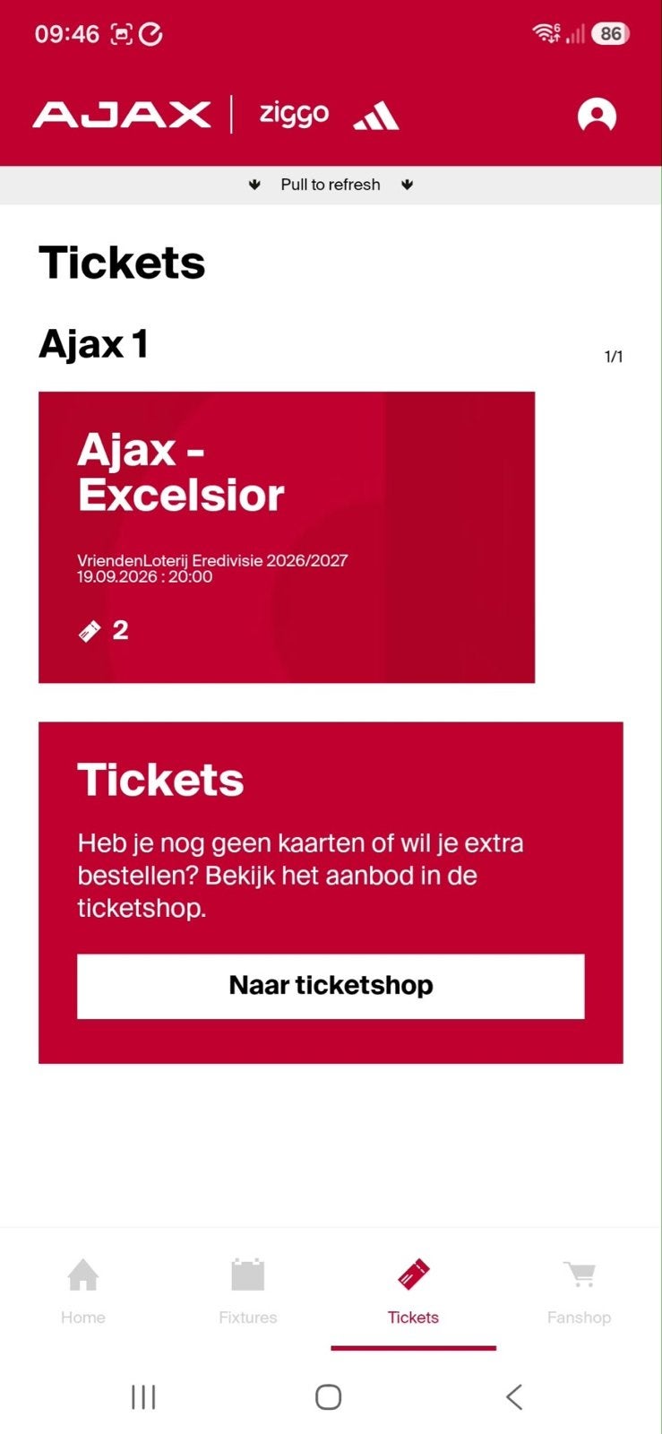 Ajax - Excelsior 2 kaarten naast elkaar, Twee personen