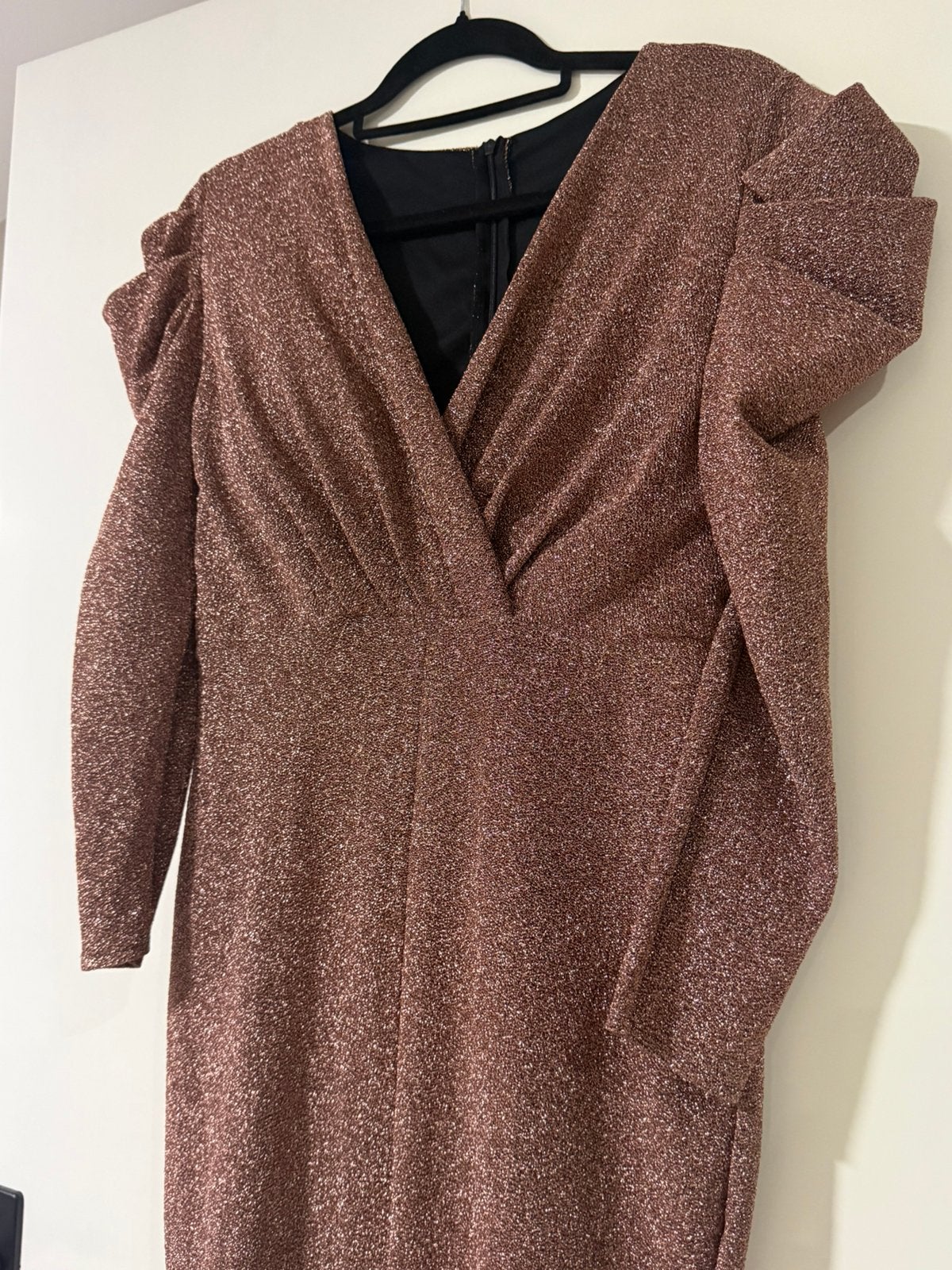 Brons glitter avondjurk nieuw., Ophalen, Zo goed als nieuw, Maat 42/44 (L), Galajurk