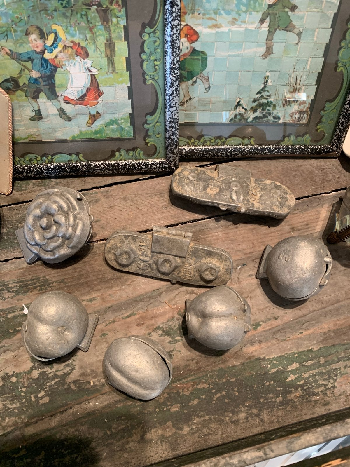 Antieke collectie tinnen ijsco vormen - Jaren '20, Ophalen of Verzenden