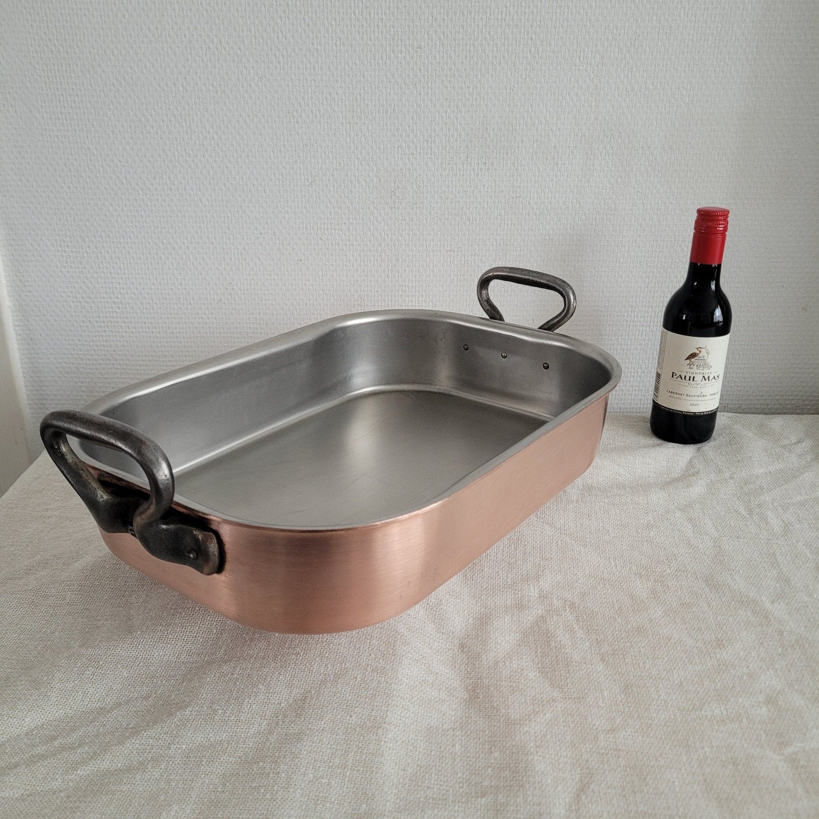 Falk culinair Dikwandige koperen ovenschaal braadslee pan, Ophalen of Verzenden, Gebruikt, Rvs, Koekenpan of Braadpan