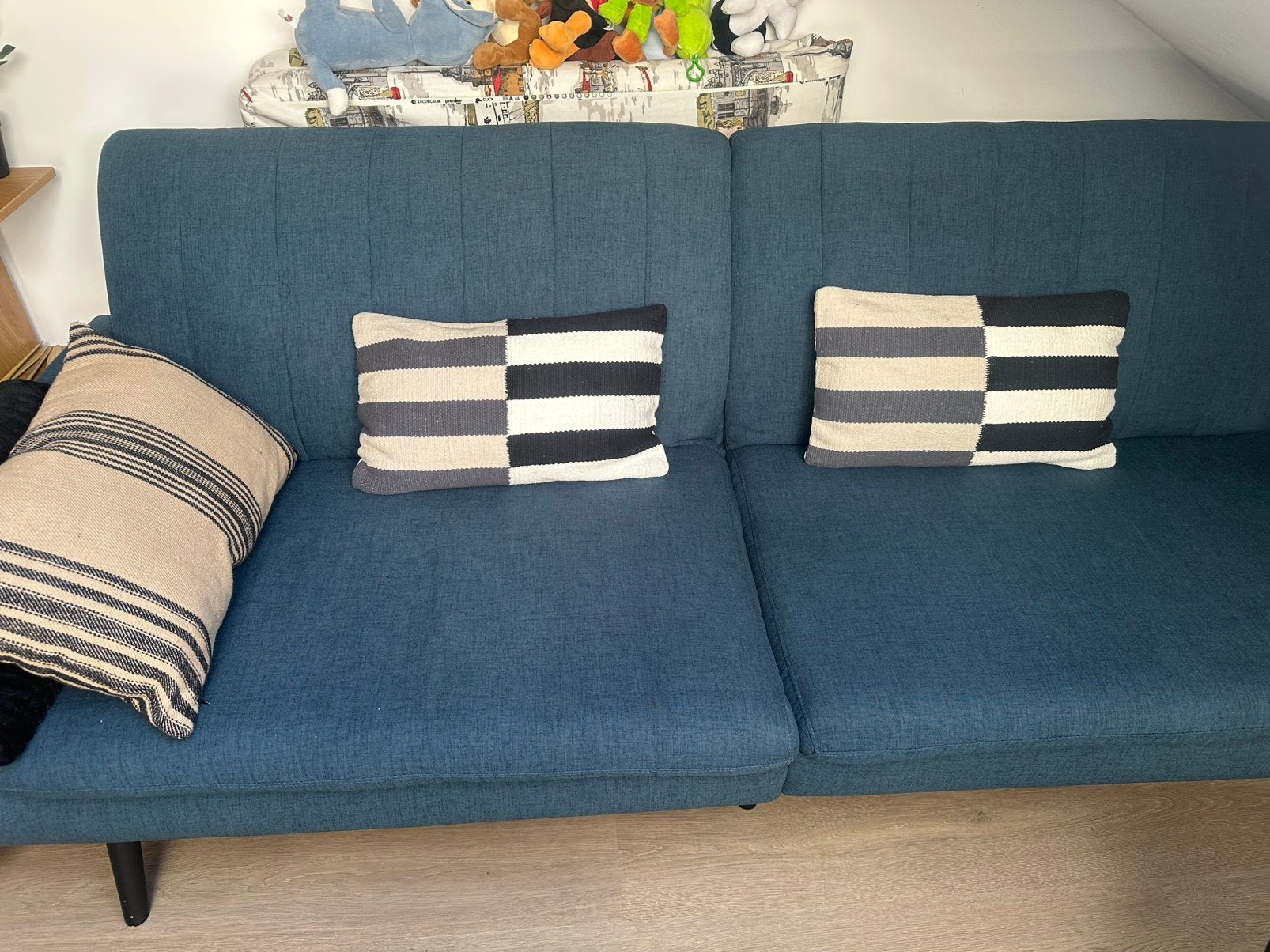 Comfortabele blauwe 3-zits slaapbank – Uitstekende staat, Ophalen, 150 tot 200 cm, 75 tot 100 cm, Zo goed als nieuw