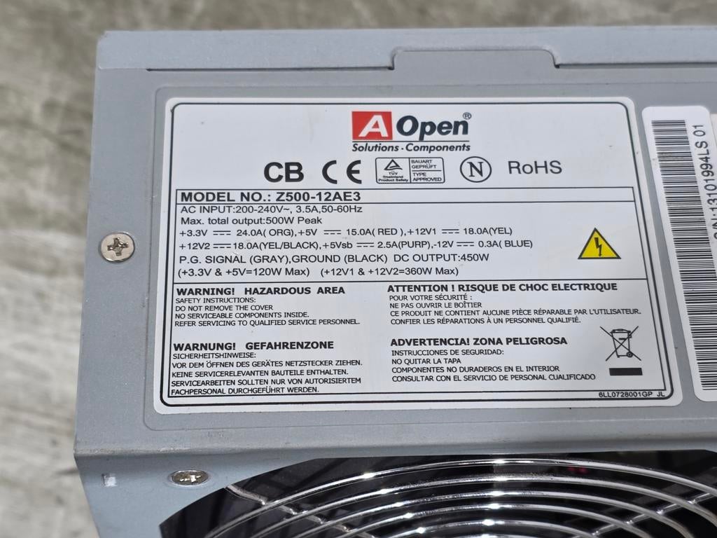A open 500w max voeding psu power supply z500-12ae3, Ophalen of Verzenden, Gebruikt