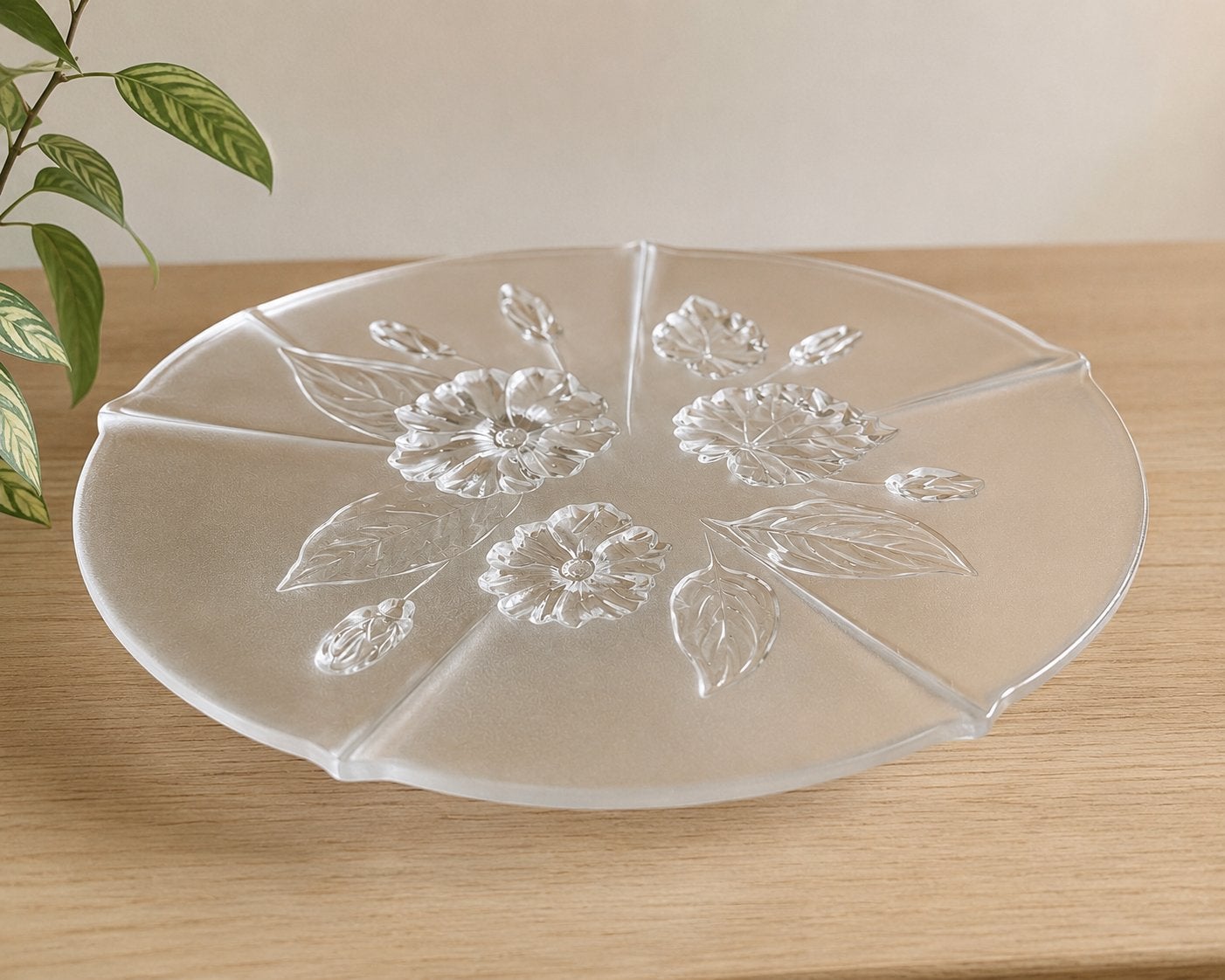 Vintage Walther Glas taartplateau | West Germany | Ø 34 cm, Antiek en Kunst, Ophalen of Verzenden
