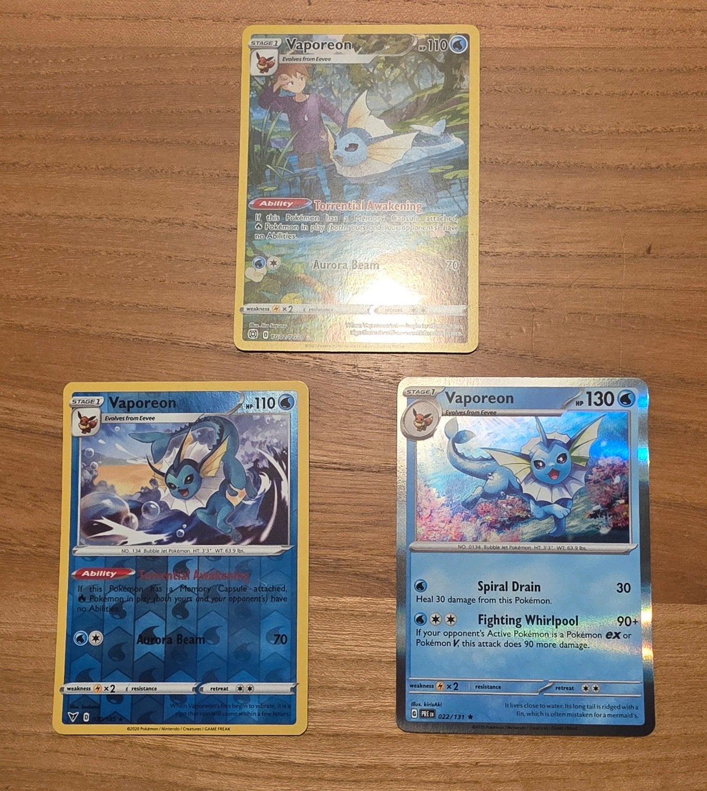Vaporeon pokemonkaarten set, Ophalen of Verzenden, Zo goed als nieuw, Meerdere kaarten