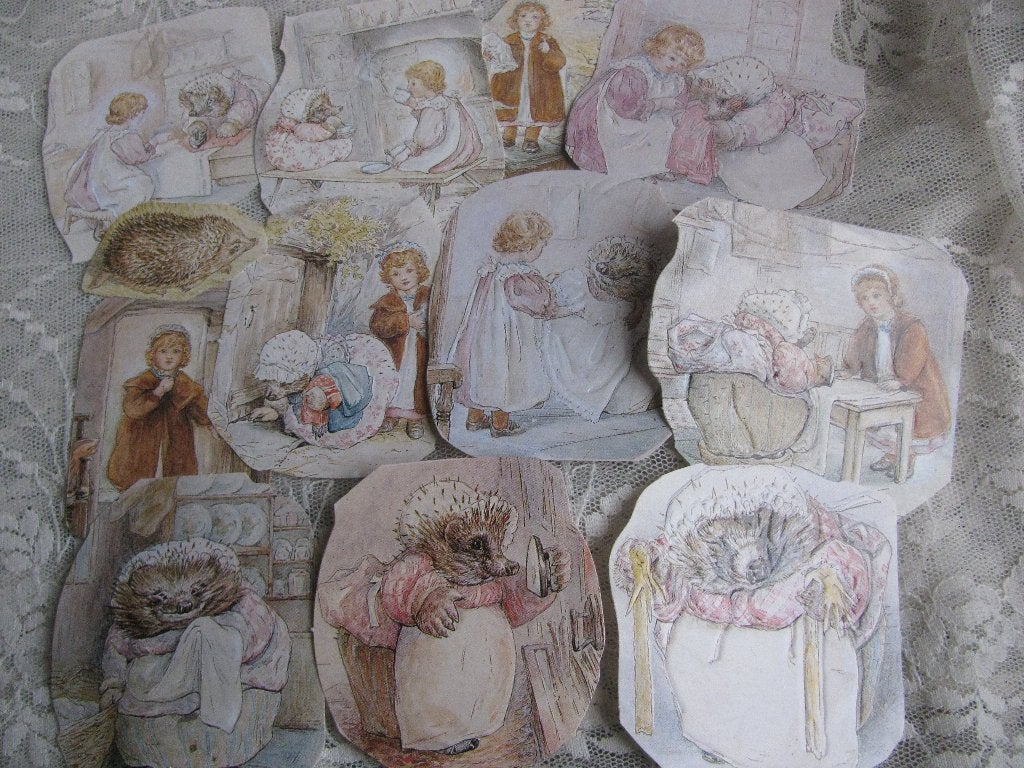 11 Vintage Beatrix Potter Poesieplaatjes - Mrs Tiggy Winckle, Verzenden