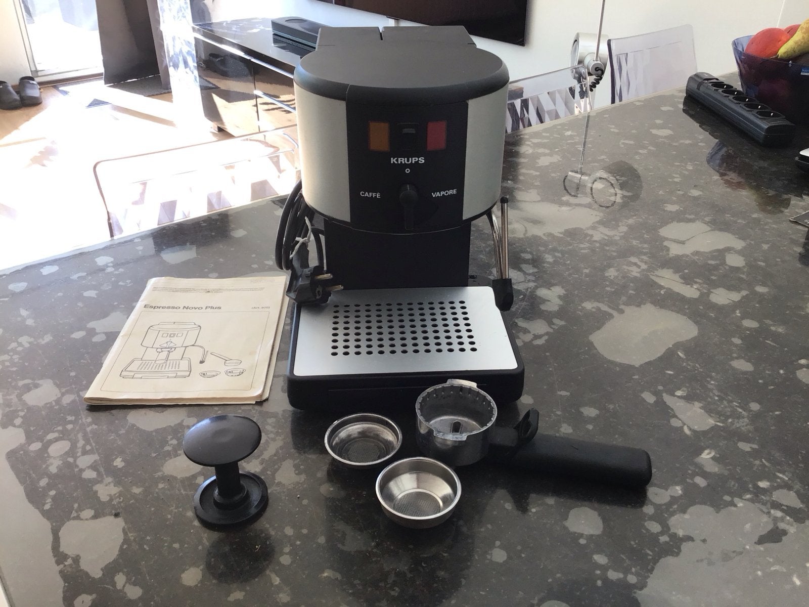 Krups Espresso Novo Plus (Art. 970) Espressomachine, Stoompijpje, Gebruikt, Espresso apparaat, Gemalen koffie