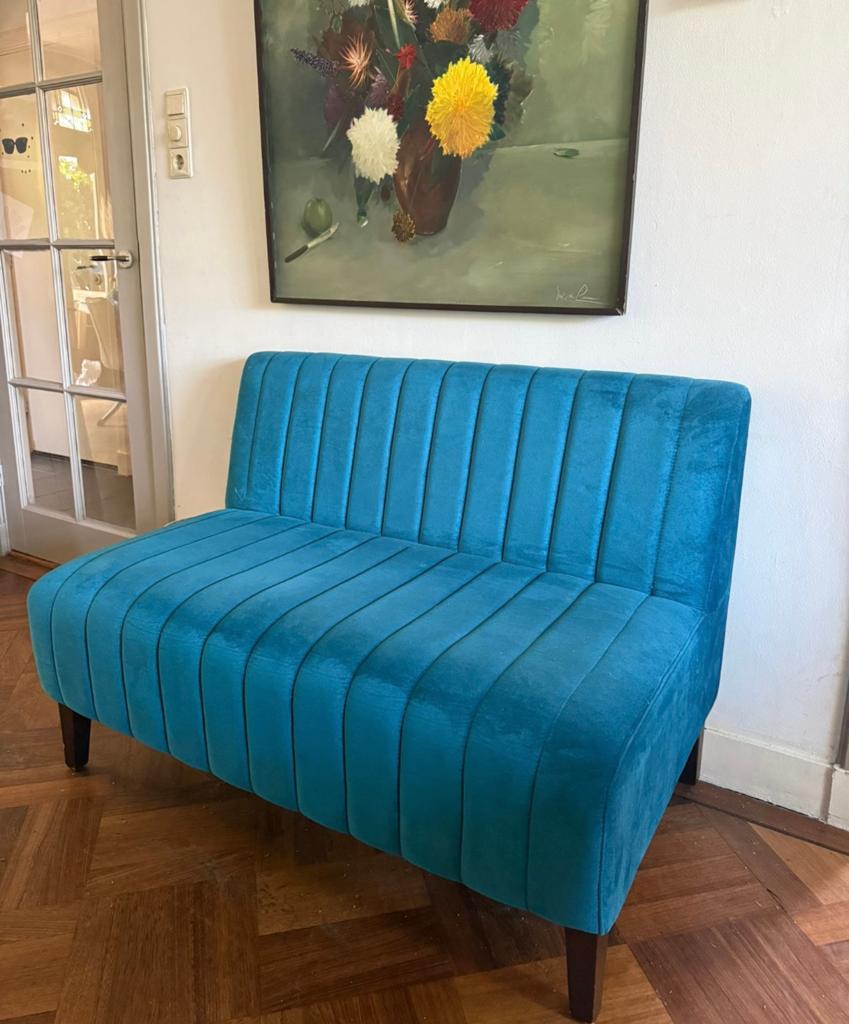 Superleuk turquoise bankje, Ophalen of Verzenden, Zo goed als nieuw, Eenpersoons