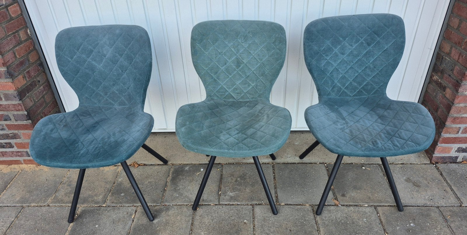 3 x velours eetkamerstoelen, Ophalen, Gebruikt, Drie, Metaal
