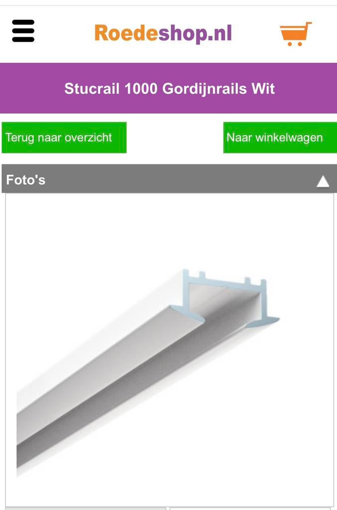 Witte Stucrail 1000 nieuw Gordijnrails met glijders, 526 cm, Ophalen, Wit, Nieuw, 200 cm of meer