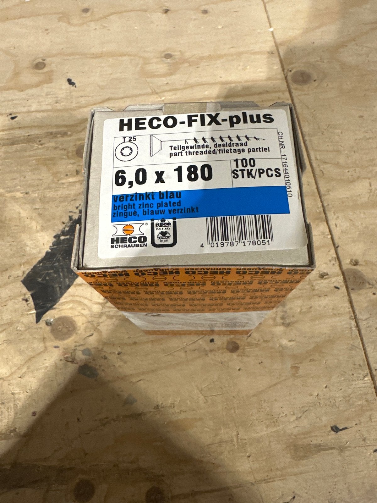 HECO-FIX-plus Schroeven 6.0 x 180 mm, verzinkt blauw, Ophalen, Nieuw, 100 tot 250 mm, Schroeven