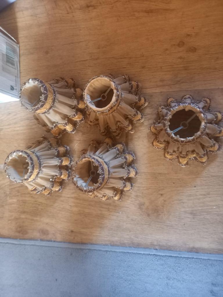 Set van 5 vintage lampenkappen voor kroonluchter, Vintage, Klassiek, Landelijk, Gebruikt, Ophalen of Verzenden, Minder dan 25 cm