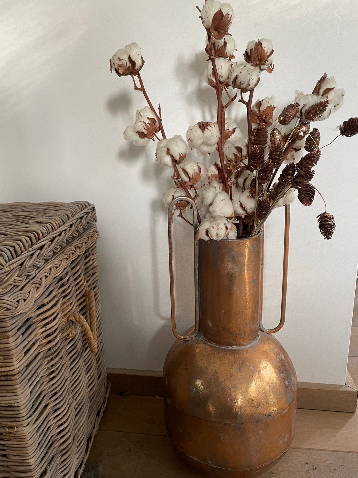 Vaas met droogbloemen, Ophalen of Verzenden, Zo goed als nieuw
