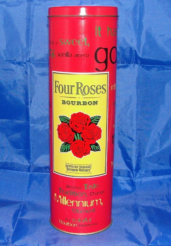 Four Roses Bourbon Millenium blik 2000, Verzamelen, Ophalen of Verzenden, Zo goed als nieuw, Verpakking