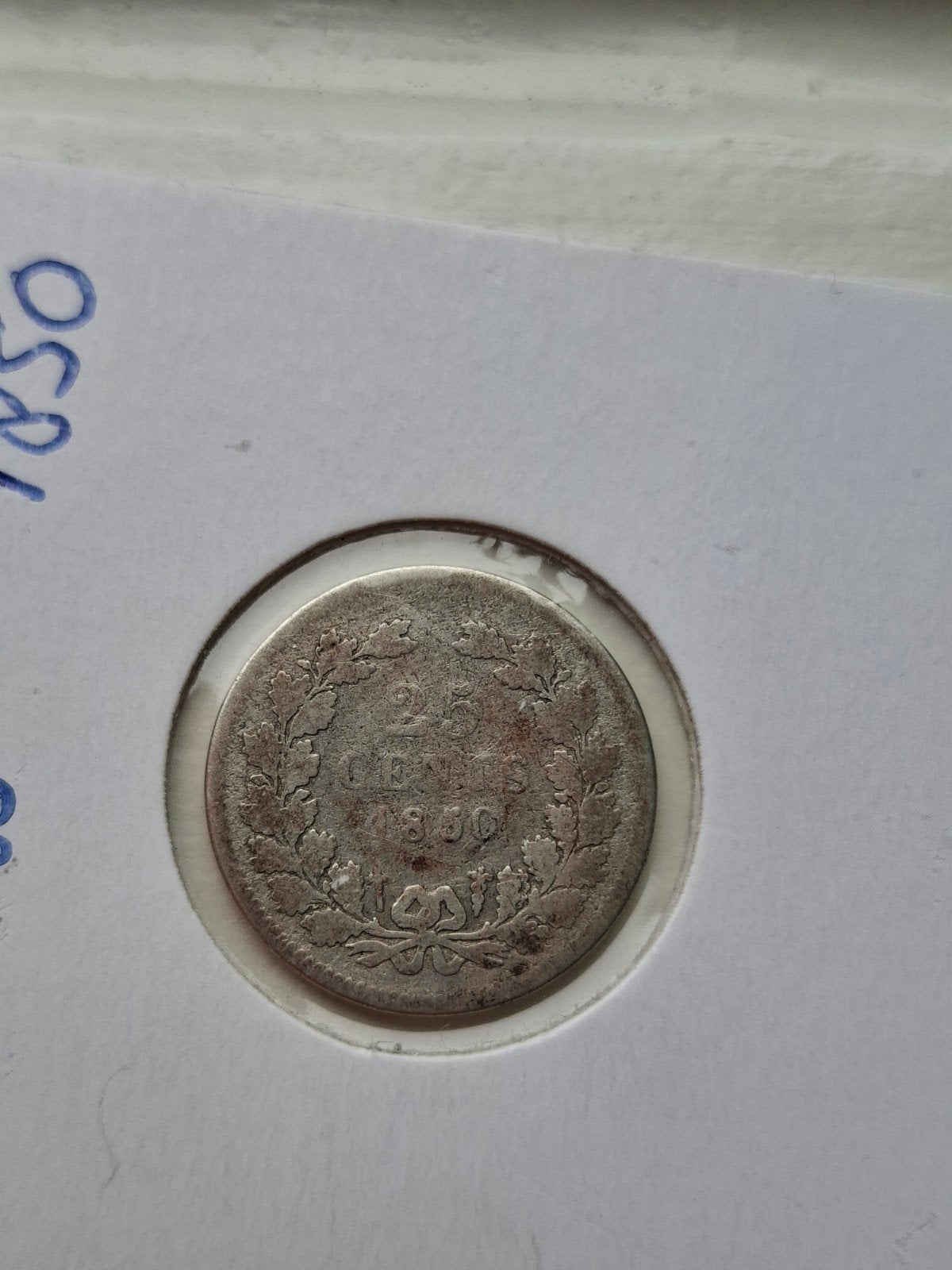 25 cent 1850 willem 3, Postzegels en Munten, Munten | Nederland, Koning Willem III, Zilver, 25 cent, Ophalen of Verzenden