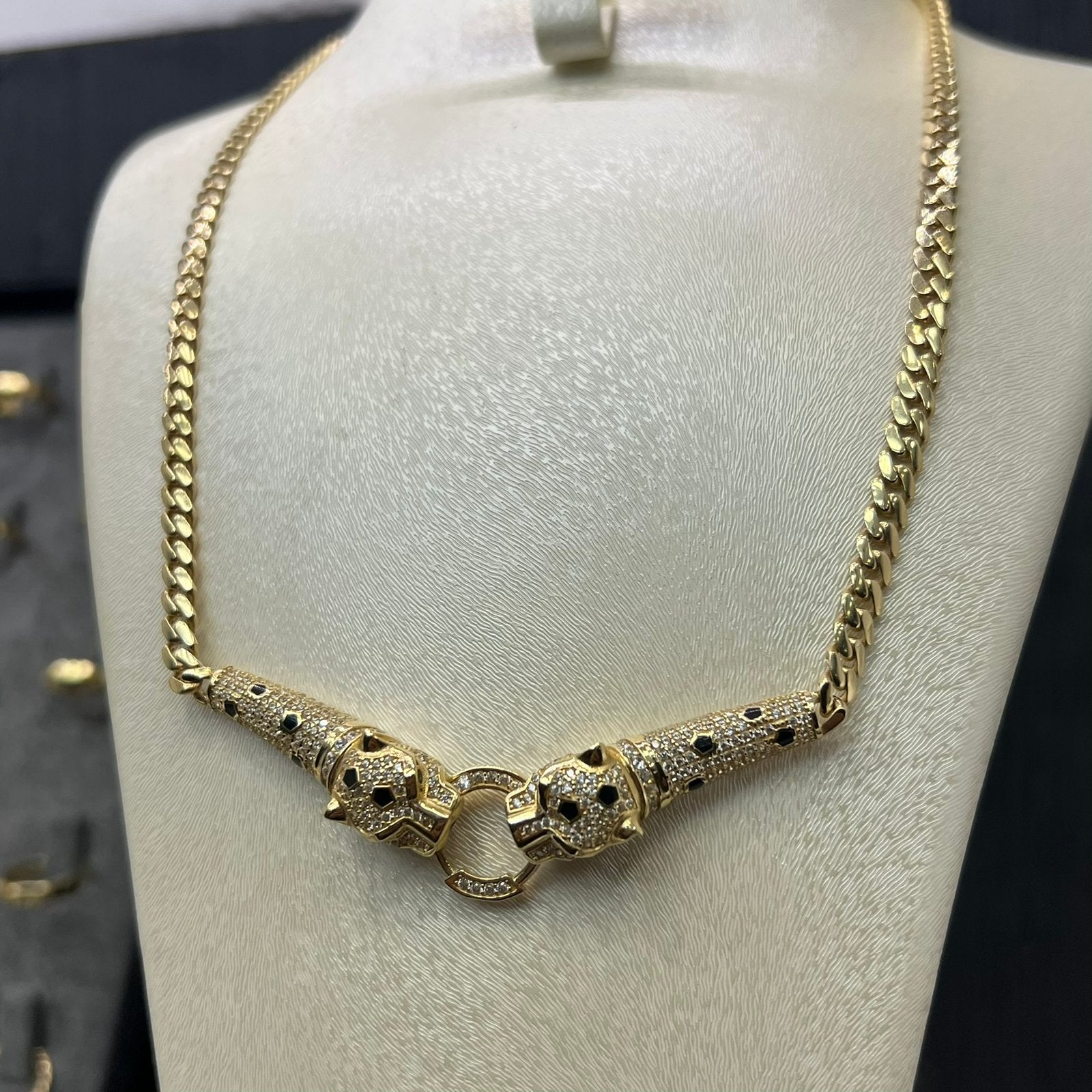 14 karaat gouden ketting collier panter model, Ophalen of Verzenden, Nieuw, Goud