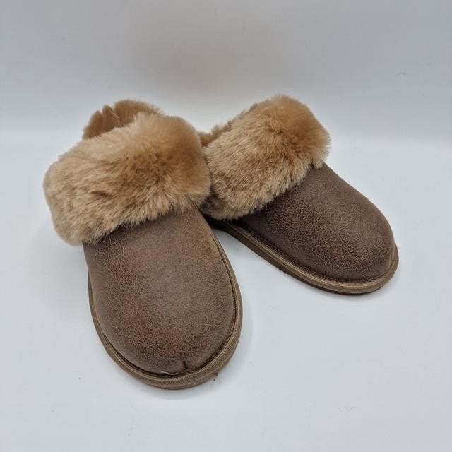 Warme pantoffels van schapenwol en leer bruin - Maat 36, Kleding | Dames, Bruin, Nieuw, Ophalen of Verzenden, Pantoffels of Sloffen