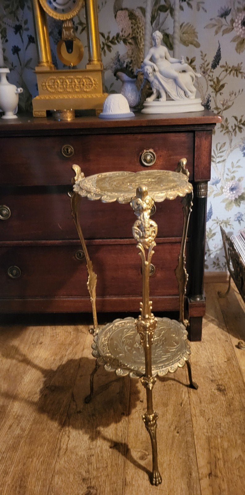 Art nouveau messing plantentafel met cherubijntjes, Antiek en Kunst, Antiek | Meubels | Tafels, Ophalen